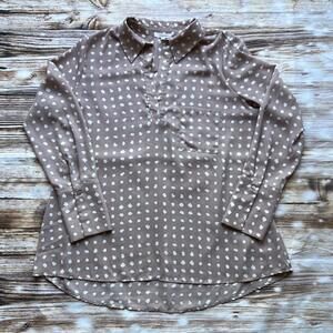 💚 Anthropologie Pleione Blouse Polka Dot Long Sleeve Blouse